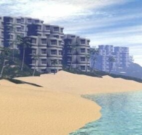 مدل سه بعدی طراحی هتل جزیره