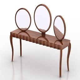 طاولة تزيين لغرفة النوم مع مرآة مستطيلة نموذج ثلاثي الأبعاد