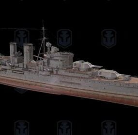 Exeter Navy War Ship 3d model