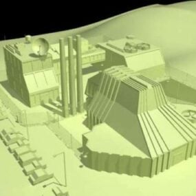 3D model budovy továrního komplexu
