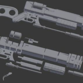 Potisknutelný 4D model Fallout 3 Laser Rifle Split