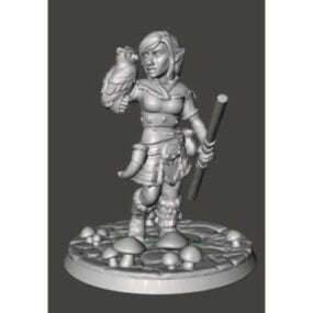 Weibliches Gnom-Druiden-Charakter-Skulptur-3D-Modell