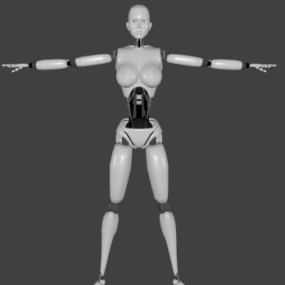 Modello 3d del personaggio robot femminile