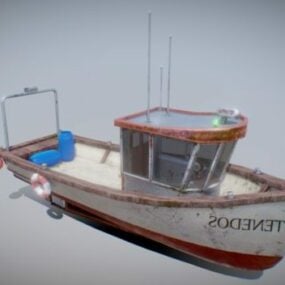 3д модель старинной деревянной гребной лодки