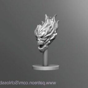 火焰头骨雕塑3d模型