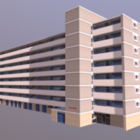 Flat Hotel Building Design 3d model