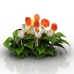 Blumengartenbüsche 3D-Modell