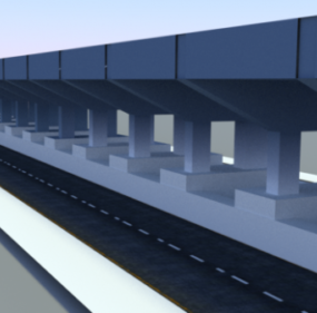 फ्लाईओवर रोड रेलवे 3डी मॉडल
