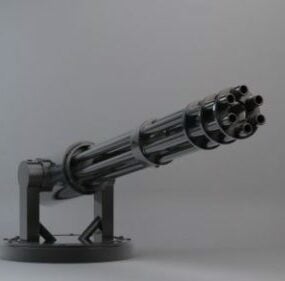 Military Gatling Gun Turret Weapon 3d model