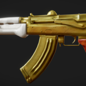 金色 Aks-74u 枪 3d 模型