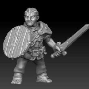 Halfing Warrior Character Sculpture 3d-model