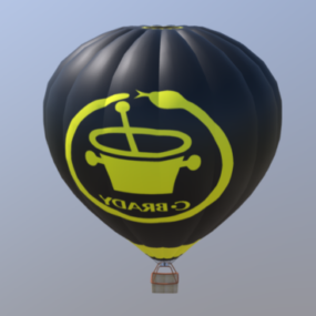 Černý horkovzdušný balón 3D model