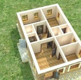 Σπίτι με δωμάτια Εσωτερικό σχέδιο 3d μοντέλο