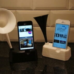 Printable Iphone 4 5 Stand With Speaker 3d model