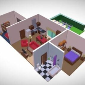 Interior House Isometric Lowpoly 3d model