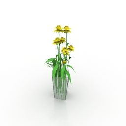 Glass Vase Jonquils Flower 3d model