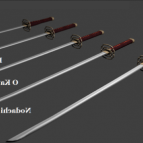 مدل سه بعدی سامورایی شمشیر کاتانای ژاپن