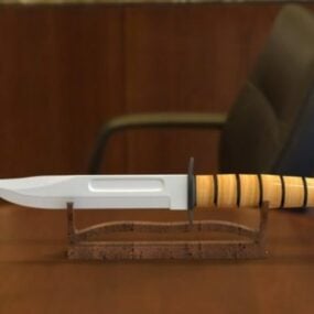 3D model ocelového nože s držákem