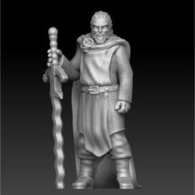 Tapınak Şövalyesi Kılıç Oyun Karakteri 3d modeli