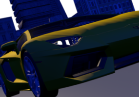 Model 3D niebieskiego samochodu Lamborghini Aventador