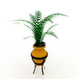 Large Clay Potted Plant With Stand 3d model