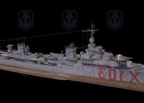 ル・テリブル海軍巡洋艦3Dモデル