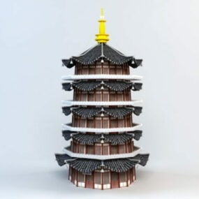 Salle de réception traditionnelle chinoise modèle 3D