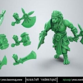 Sculpture d'épées Lionman modèle 3D