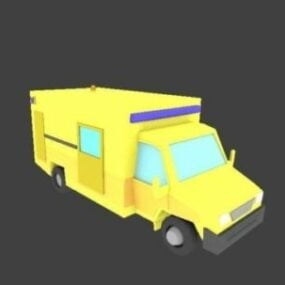 Žlutá Lowpoly 3D model sanitního vozu