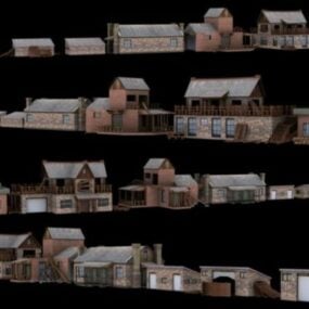 Lowpoly Koleksi Bangunan Rumah model 3d