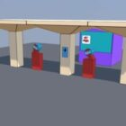 Gas Station Building Lowpoly