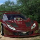 Lowpoly Race Car Red Color