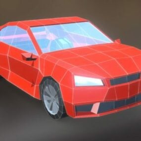 Lowpoly Model 3D czerwonego samochodu sportowego