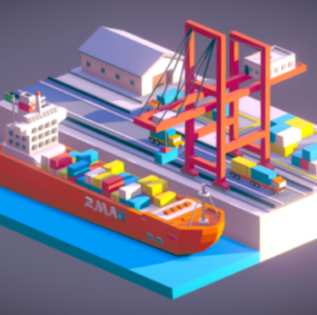 Lowpoly 3D-модель дизайну корабля-сховища