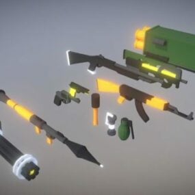 Ensemble d'armes militaires Low Poly modèle 3D