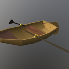 Wooden Row Boat 3d model