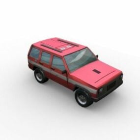 Lowpoly 3д модель красного автомобиля в стиле внедорожника
