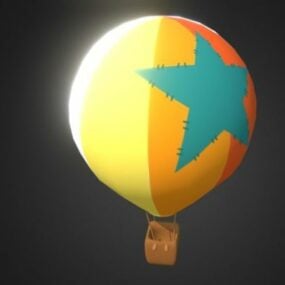Gelbes Heißluftballon-Low-Poly-3D-Modell