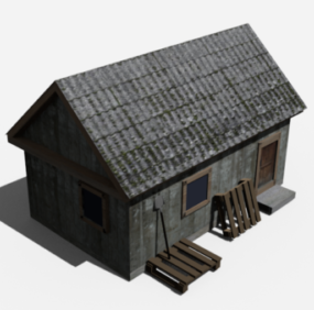 Lowpoly Model 3d omah Barn House