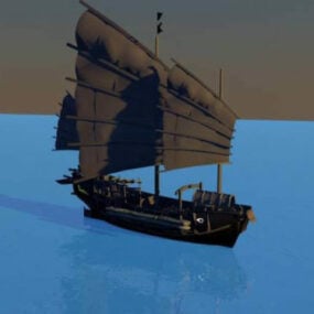 Modello 3d della barca da marinaio medievale