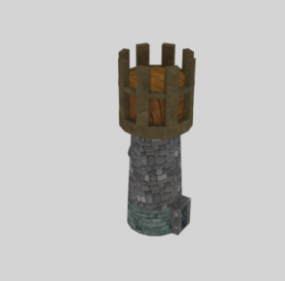 Steinmittelalterlicher Turm. Grundlegendes 3D-Modell