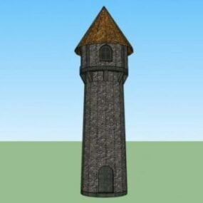 Model 3d Menara Abad Pertengahan Batu