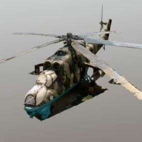Helicóptero militar Mi-24 modelo 3d