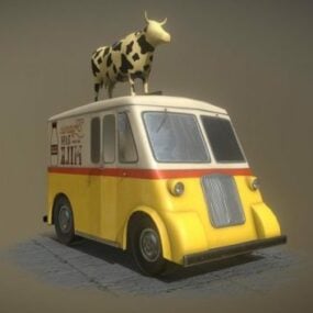Cartoon Milk Car 3d model