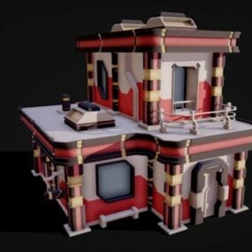 Model 3d Reka Bentuk Modular Bangunan Rumah Sci-fi