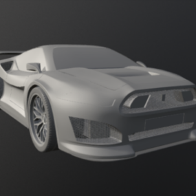 Mô hình 3d động cơ giữa của xe Mustang