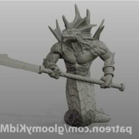 Mô hình điêu khắc nhân vật chiến binh Naga 3d