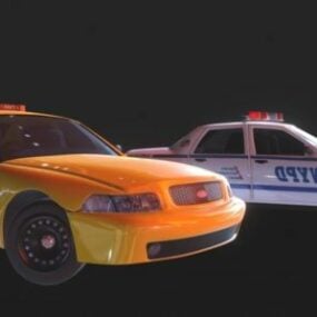Model 3d Taksi Polisi Mobil New York