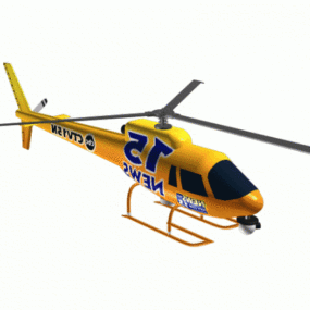 Yellow News Helicopter 3d model