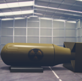 3д модель атомной бомбы в ангаре